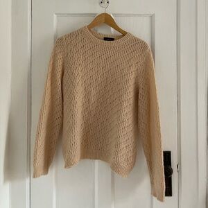 A.P.C. cream knit mohair blend crewneck sweater